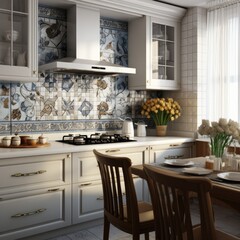 Modern Mosaic backsplash in kitchen, Modern interior, Classic style