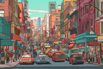 Naklejka premium landscape city vector Made with Generative AI