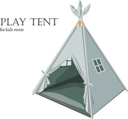 turquoise play tent for kids room © Polina Kostiuk