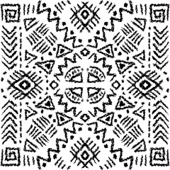 African ethnic tribal seamless pattern background on black and white.