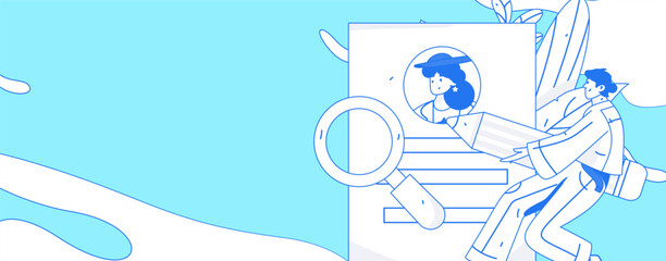 Job Interview People Flat Vector Concept Operation Hand Drawn Illustration
