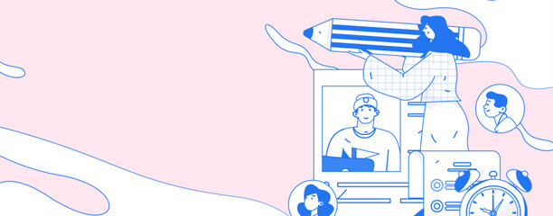 Job Interview People Flat Vector Concept Operation Hand Drawn Illustration
