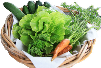 vegetables in a basket isolated