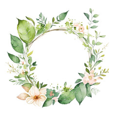 Naklejka premium blossom and leaf frame watercolor colorful