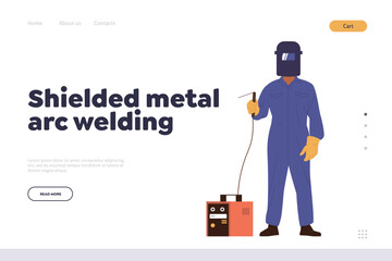 Obraz premium Shielded metal arc welding professional online service landing page design website template