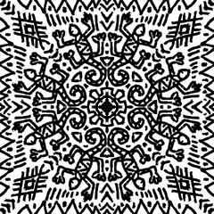 African ethnic tribal seamless pattern with lizard on black and white.