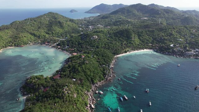 Aerial view of Shark Bay in koh Tao, Thailand