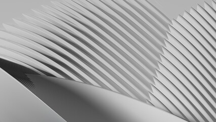 Sharp and linear modern art minimal flat ray has elegant curves and sharp design Gray abstract, elegant and modern 3D rendering image