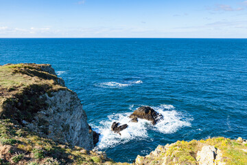 The rocks and cliffs in the ocean of the famous island Belle Ile en Mer in France