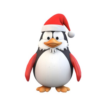 penguin with santa hat made by midjeorney