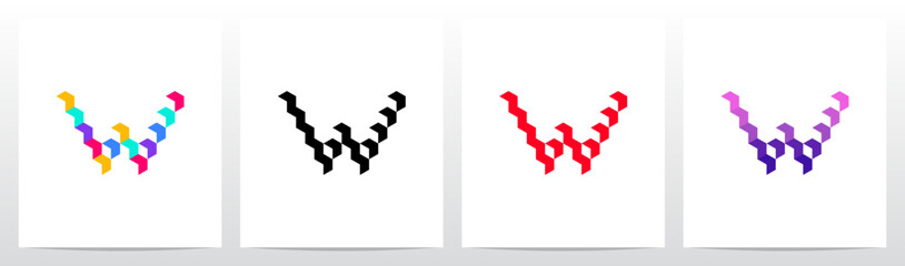 Different Colorful Boxes Letter Logo Design W
