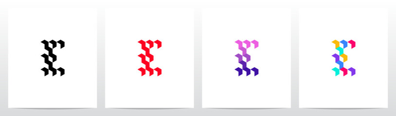 Different Colorful Boxes Letter Logo Design E