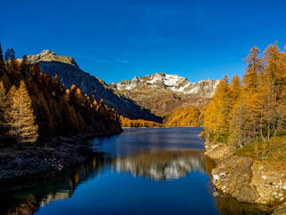 Fototapeta na wymiar Autumn landscape in Alpe Devero