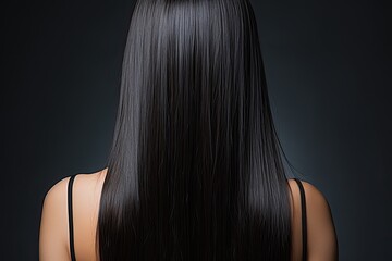 Beautiful Woman with Shiny Straight Black Hair | Close-Up Back View Portrait