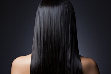 Beautiful Woman with Shiny Straight Black Hair | Close-Up Back View Portrait