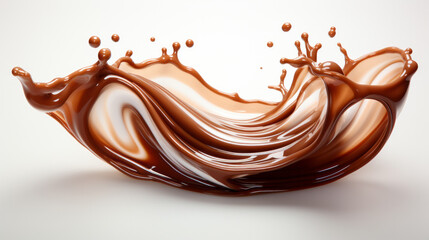 image of chocolate splash wave isolated on an empty white background