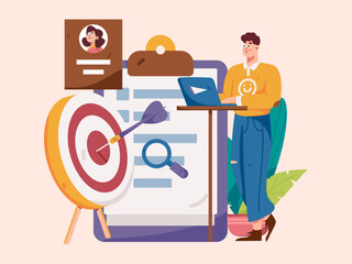 Job Interview People Flat Vector Concept Operation Hand Drawn Illustration
