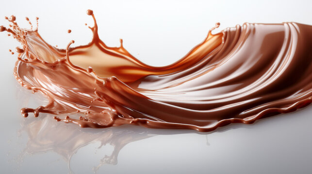 image of chocolate splash wave isolated on an empty white background