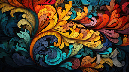Colorful swirled flowers, design wallpaper, abstract background, colors pattern, AI generative