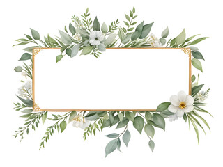 Naklejka premium Watercolor of green floral banner eucalyptus leaves on transparent background,generative ai