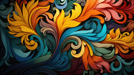 Colorful swirled flowers, design wallpaper, abstract background, colors pattern, AI generative