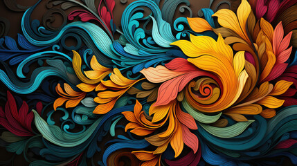 Colorful swirled flowers, design wallpaper, abstract background, colors pattern, AI generative