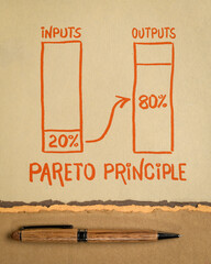 Pareto 80-20 principle - handwriting and sketch on a art paper, business, productivity and...