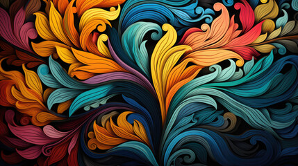 Colorful swirled flowers, design wallpaper, abstract background, colors pattern, AI generative