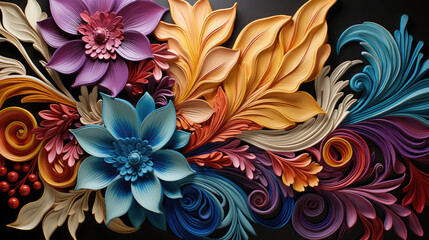 Colorful swirled flowers, design wallpaper, abstract background, colors pattern, AI generative