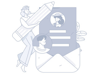 Job Interview People Flat Vector Concept Operation Hand Drawn Illustration
