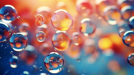 abstract pc desktop wallpaper background with flying bubbles on a colorful background. aspect ratio 16:9 . Generative AI