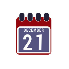 Calendar displaying day 21 ( twenty-first ) of the december - Day 21 of the month. illustration
