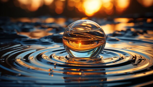 Photo of a sunlit water droplet