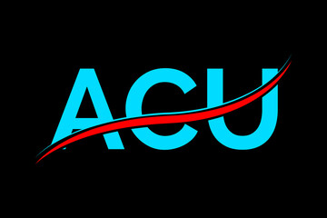 ACU logo. ACU latter logo with double line. ACU latter. ACU logo for technology, business and real estate brand