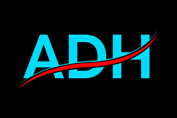 ADH logo. ADH latter logo with double line. ADH latter. ADH logo for technology, business and real estate brand
