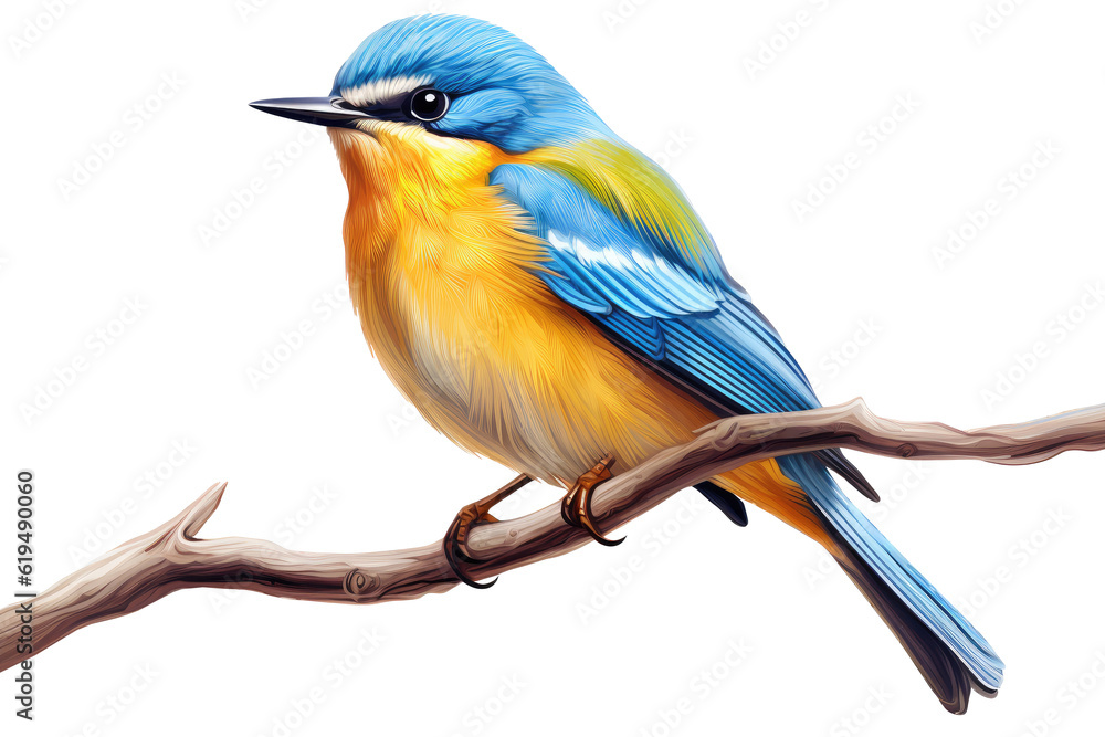 Wall mural beautiful bird isolated on transparent background. generative ai