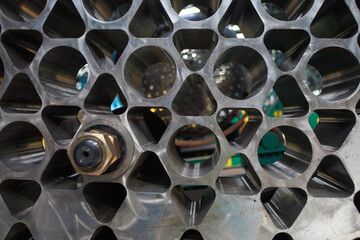 Closeup view of internal reactor vessel.