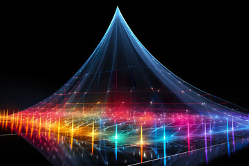 A large triangular structure with many lights on it. Generative AI.