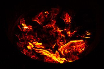 Close up of fire. Energy of nature. Blurred background texture.