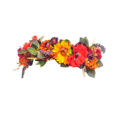 Flower crown on transparent background, floral headband head, flower hair wreath, png