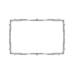 Abstract Black Simple Line Rectangular Frame Doodle Outline Element Vector Design Style Sketch Isolated Illustration For Wedding And Banner