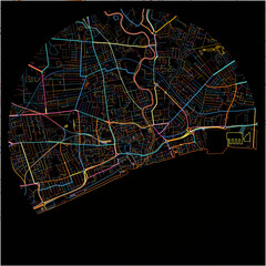 Colorful Map of KingstonuponHull, Yorkshire and the Humber with all major and minor roads.