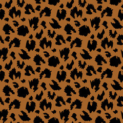 black animalistic pattern on brown background. Vector image.