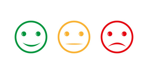Vector Set of Emoticons. Sad and Happy Mood Icons. Vote Scale Symbol Set.