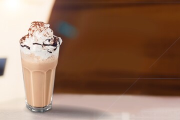 Cold Iced Coffee with Cream and Chocolate