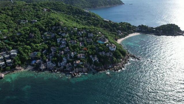 Aerial view of Shark Bay in koh Tao, Thailand