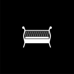  Baby cradle bed icon isolated on black background 