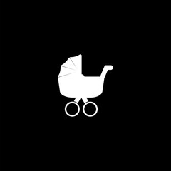 Fototapeta na wymiar Baby stroller glyph icon isolated on black background