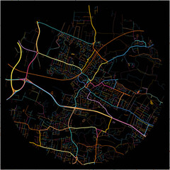Colorful Map of Rayleigh, East of England with all major and minor roads.