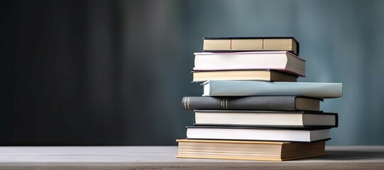 Education concept. Set on wooden table by books for back to school for studying, reading with copy space